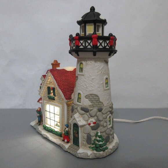 Victorian Village Collectable Black Rock Point Lighthouse Porcelain Hand Painted - Picture 5 of 9